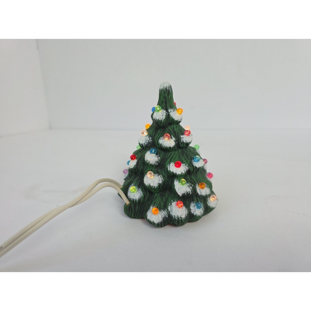Vintage ceramic Christmas‎ tree mold light up miniature mini 4" painted